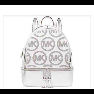 Michael Kors Rhea Zip Medium Leather MK Signature Backpack